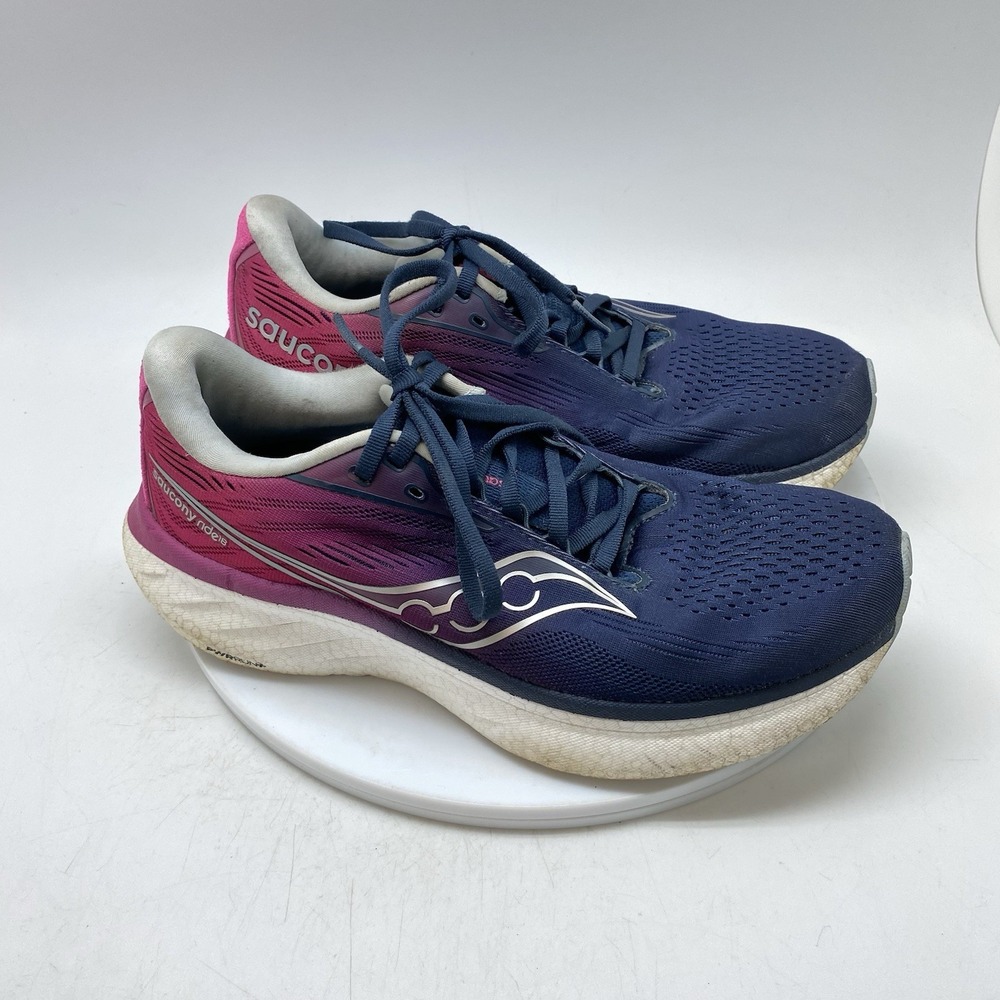 Saucony Sneakers Womens 8.5 Ride 18 S11000-160 Blue Running Athletic Gym Shoes